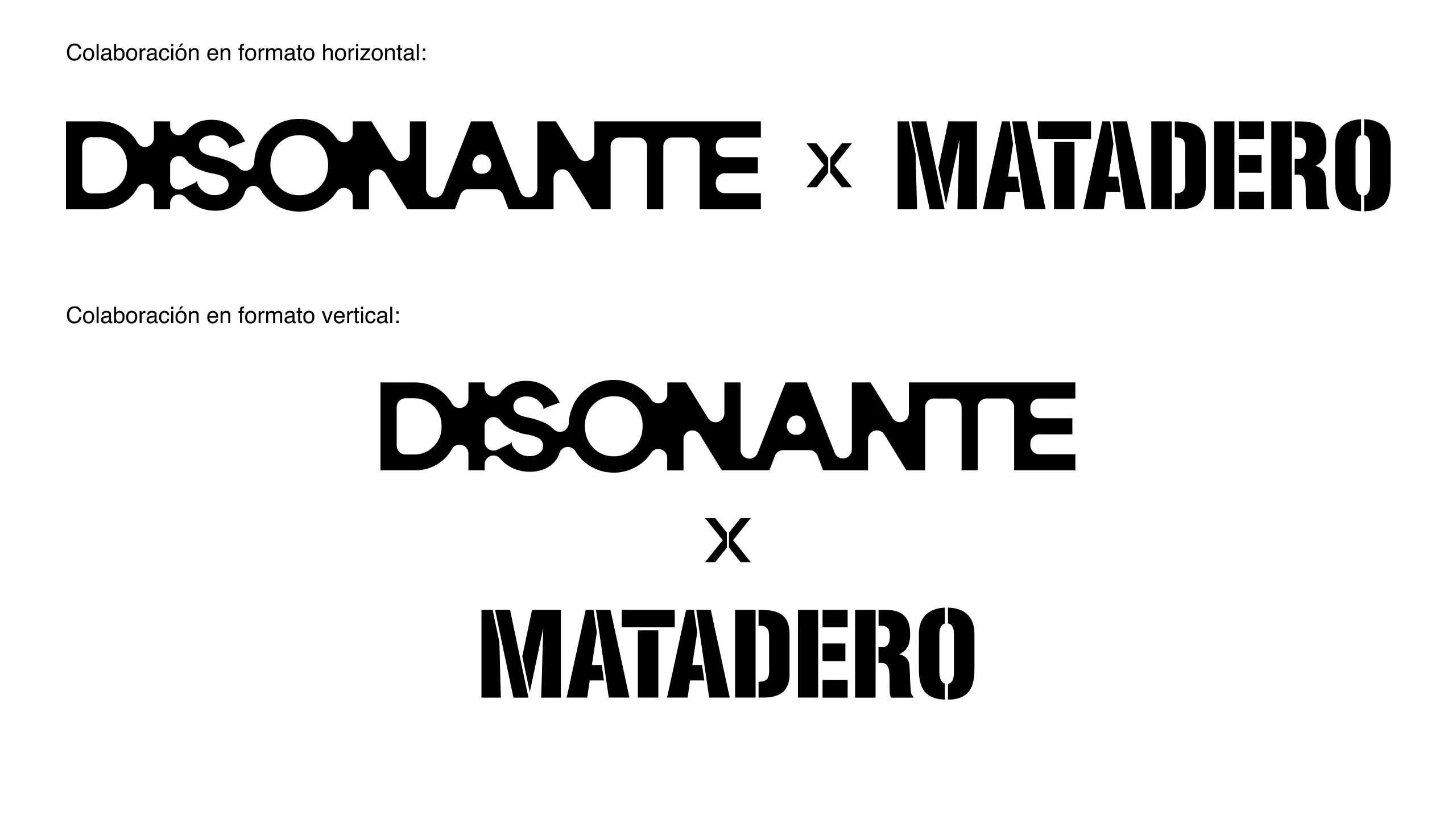 Colaboración del logotipo de Disonante con MATADERO Madrid en horizontal y vertical